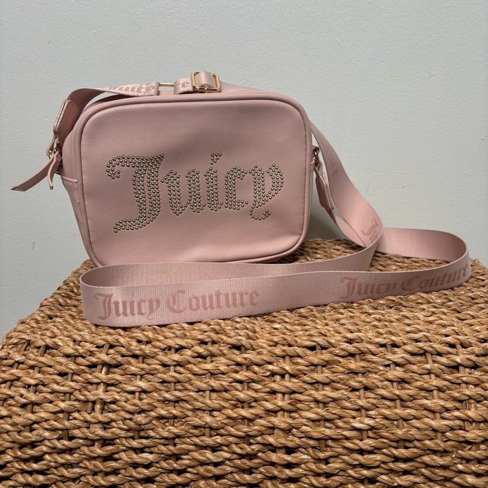 Juicy Couture Pink Studded Logo Crossbody Bag Y2K Shoulder Purse